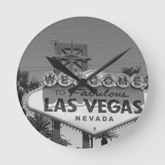 Willkommen in Las Vegas Runde Wanduhr (Vorderseite)