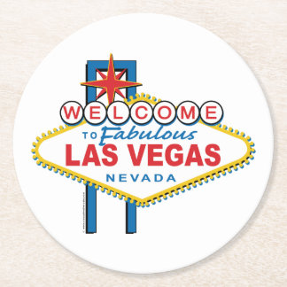 Willkommen in Las-Vegas Runder Pappuntersetzer