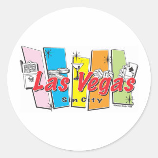 Willkommen in Las-Vegas Sin City Runder Aufkleber