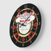 Willkommen in Las Vegas Style Man Höhle! Große Wanduhr (Winkel)