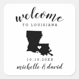 Willkommen in Louisiana Brauchtum für Hochzeiten Quadratischer Aufkleber