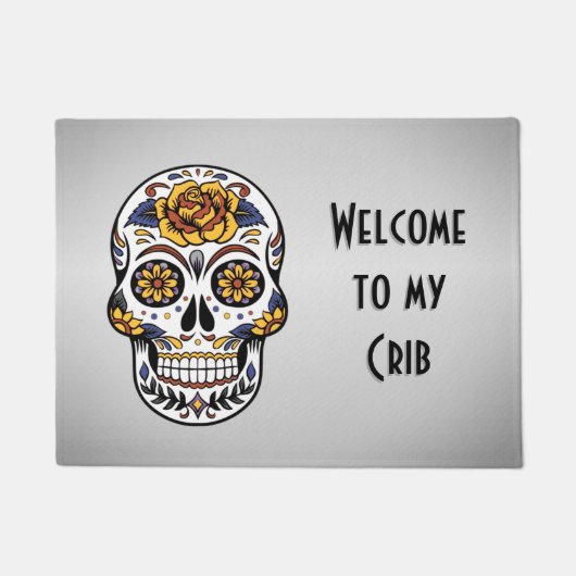Willkommen in meinem Krib Sugar Skull Fußmatte (Vorderseite)