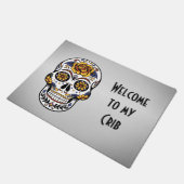 Willkommen in meinem Krib Sugar Skull Fußmatte (Schrägansicht)
