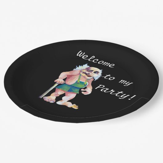 Willkommen in meinem Party - Skandinavien Ogre Pappteller (Schrägansicht)