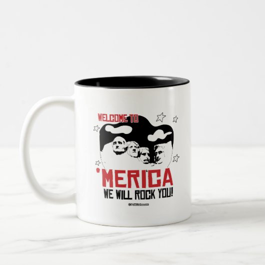 Willkommen in Merica - Wir werden Rock You Zweifarbige Tasse (Links)