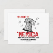 Willkommen in Merica - wo die Freiheit klingelt Postkarte (Vorne/Hinten)