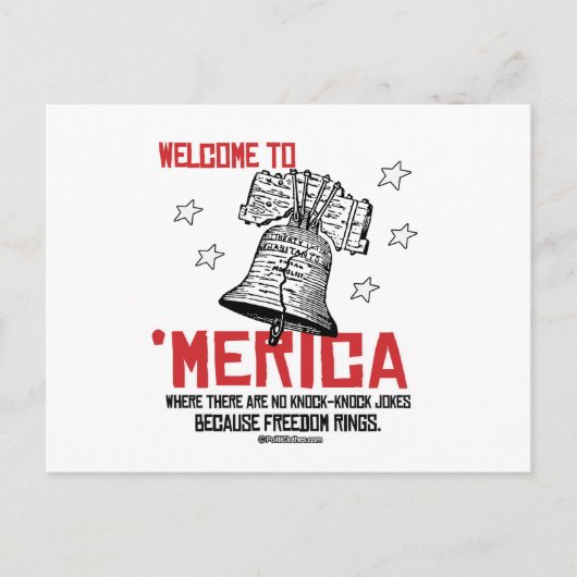 Willkommen in Merica - wo die Freiheit klingelt Postkarte (Vorderseite)