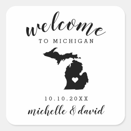 Willkommen in Michigan | Brauchtum für Hochzeiten Quadratischer Aufkleber (Vorderseite)