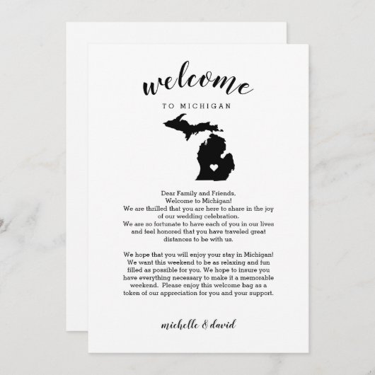 Willkommen in Michigan | Hochzeitsbrief und Reiser (Vorne/Hinten)
