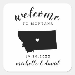 Willkommen in Montana Brauchtum Quadratischer Aufkleber