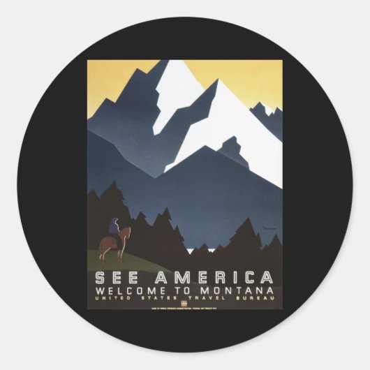 Willkommen in Montana Runder Aufkleber (Vorderseite)