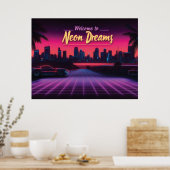 Willkommen in Neon Dreams - Retro Wave Cityscape Poster (Küche)