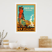 Willkommen in Neuseeland ~ Haere Mai ~Vintage Reis Poster (Küche)