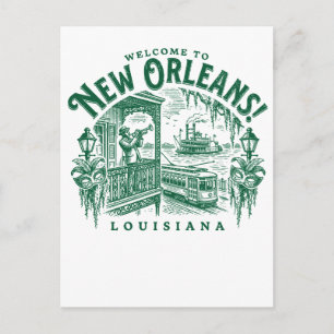 Willkommen in New Orleans City Louisiana Postkarte