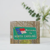 Willkommen in North Carolina Postkarte (Stehend Vorderseite)
