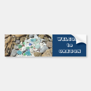 Willkommen in Oregon Aufkleber Blue Sea Glass Autoaufkleber