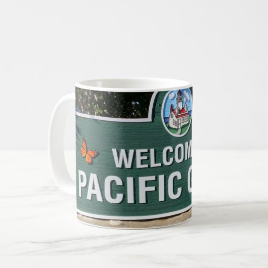Willkommen in Pacific Grove, Kalifornien Coffee Ta Kaffeetasse (Vorderseite Links)