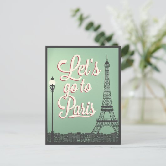 Willkommen in Paris Vintag Postkarte (Stehend Vorderseite)