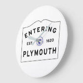 Willkommen in Plymouth MA Große Wanduhr (Winkel)