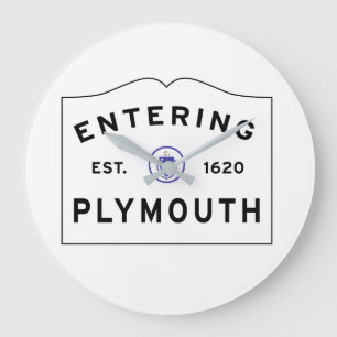 Willkommen in Plymouth MA Große Wanduhr