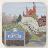Willkommen in Portland Maine Getränkeuntersetzer (Vorderseite)
