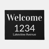 Willkommen in Schwarz/Weiß-Haus-Nummer Fußmatte (Vorderseite)