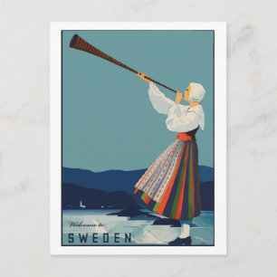 Willkommen in Schweden, Vintage-Reisepostkarte Postkarte
