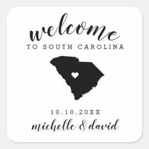 Willkommen in South Carolina Brauchtum für Hochz Quadratischer Aufkleber
