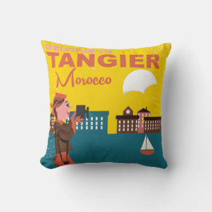 Willkommen in Tanger Marokko Vintage-Reiseposter Kissen
