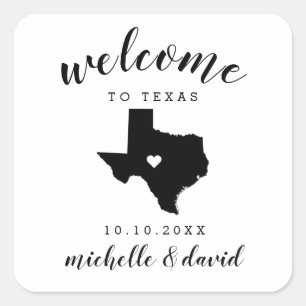 Willkommen in Texas Brauchtum für Hochzeiten Quadratischer Aufkleber