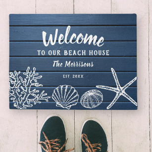 Willkommen in unserem Beach House Familienname Cus Fußmatte