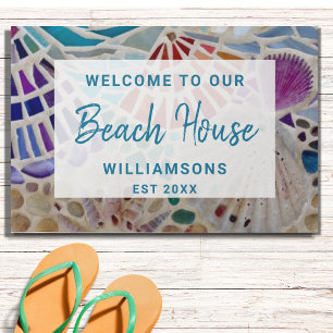 Willkommen in unserem Beach House Muscheln Custom  Fußmatte