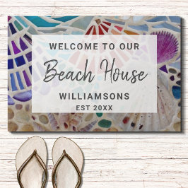 Willkommen in unserem Beach House Muscheln Custom Fußmatte