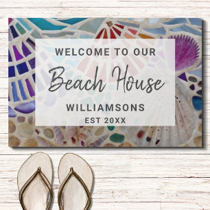 Willkommen in unserem Beach House Muscheln Custom  Fußmatte
