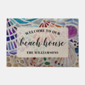 Willkommen in unserem Beach House Muscheln Custom Fußmatte (Vorderseite)