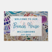 Willkommen in unserem Beach House Muscheln Custom Fußmatte (Vorderseite)