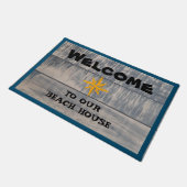 Willkommen in unserem Beach House Nautical Star Ru Fußmatte (Schrägansicht)