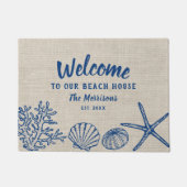 Willkommen in unserem Beach House Vintage Muscheln Fußmatte (Vorderseite)