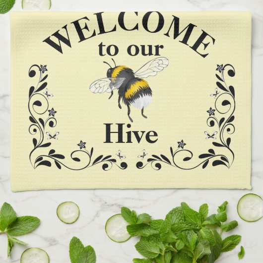 Willkommen in unserem Bienenstock Klassiker Geschirrtuch (Gefaltet)
