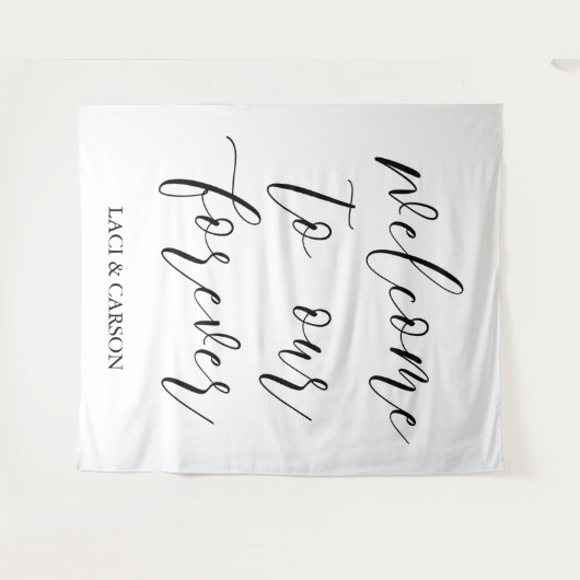 "Willkommen in unserem ewig währenden" Hintergrund Wandteppich (Vorderseite (Horizontal))