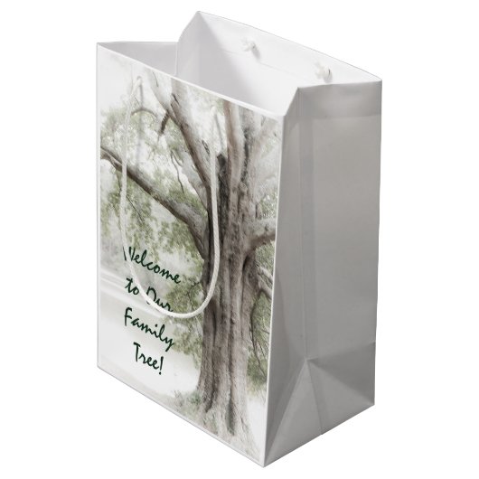 Willkommen in unserem Familienbaum Mittlere Geschenktüte (Rückseite Schrägansicht)