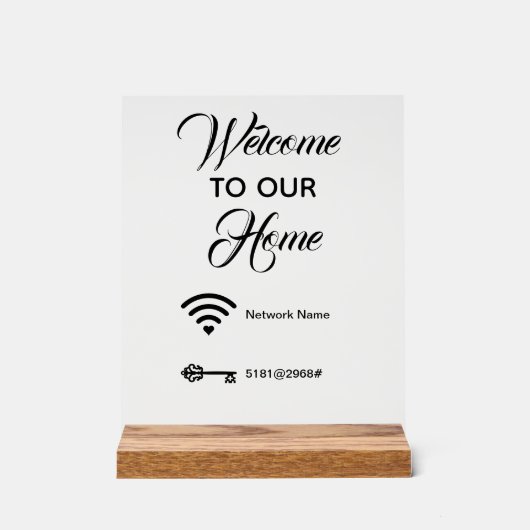 Willkommen in unserem Haus WiFi-Passwort elegant Acrylschild (Vorderseite)