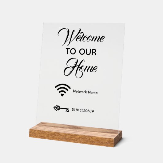 Willkommen in unserem Haus WiFi-Passwort elegant Acrylschild (Winkel)