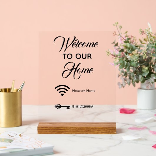 Willkommen in unserem Haus WiFi-Passwort elegant Acrylschild (Hochzeit)