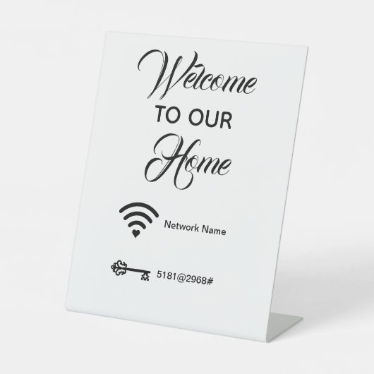 Willkommen in unserem Haus WiFi-Passwort elegant Sockelschild (Vorderseite)