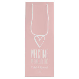 Willkommen in unserem Hochzeitsrosa Geschenktüte Für Weinflaschen