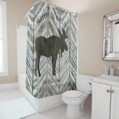 Willkommen in unserem Hüttenmoose Rustic Lodge Dec Duschvorhang (Beispiel)