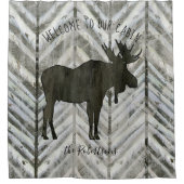 Willkommen in unserem Hüttenmoose Rustic Lodge Dec Duschvorhang (Vorderseite)