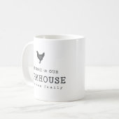 Willkommen in unserem Landhaus Rustikales Hühnchen Kaffeetasse (Vorderseite Links)