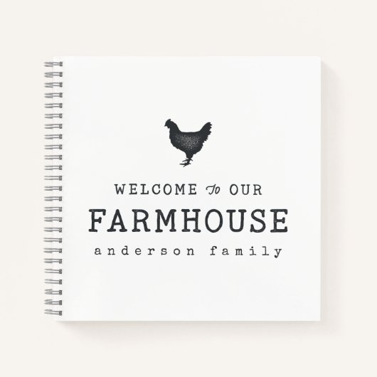 Willkommen in unserem Landhaus Rustikales Hühnchen Notizblock (Vorderseite)